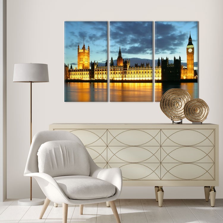 Multi Panel Πίνακας Φωτισμένο Λονδίνο