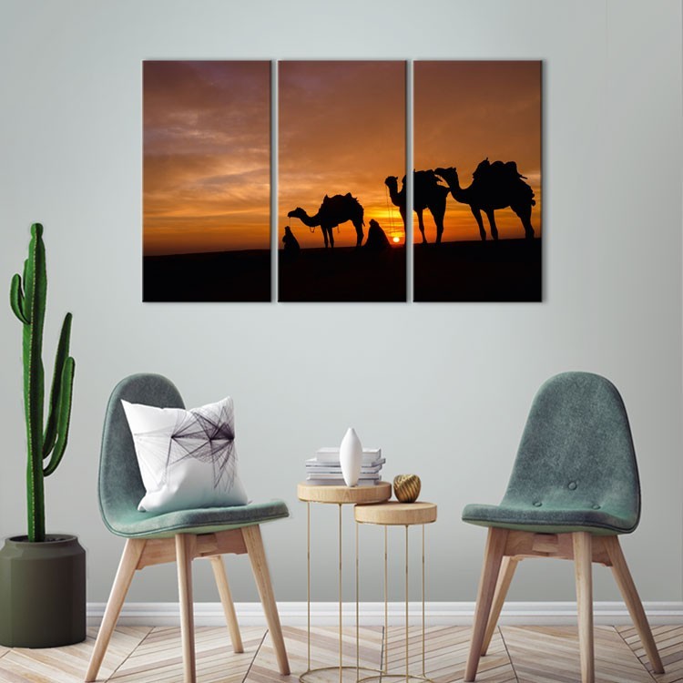 Multi Panel Πίνακας Καμήλες στην έρημο