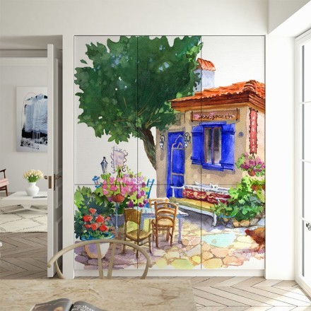 Παραδοσιακό μεσογειακό σπίτι, Πίνακας με νερομπογιά