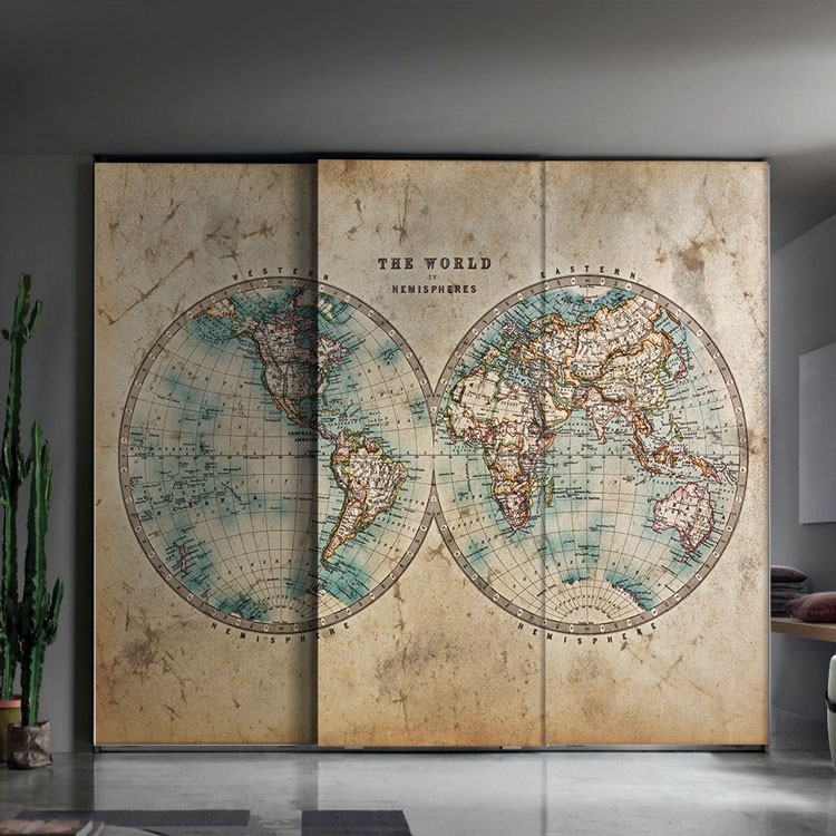 Αυτοκόλλητο Ντουλάπας Παγκόσμιος χάρτης