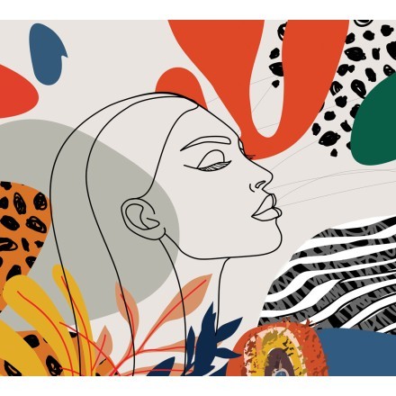 Woman's profile with drawings