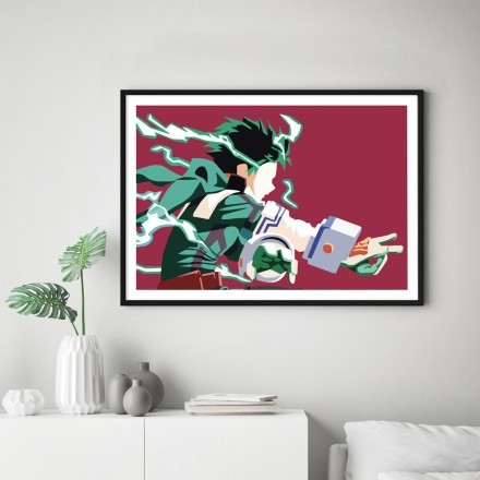 Izuku Midoriya σε κόκκινο background - My Hero Academia