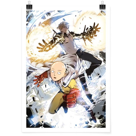 Saitama & Genos fighting - One Punch Man Πόστερ