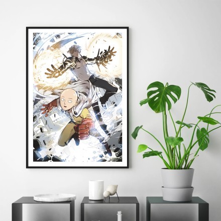 Saitama & Genos fighting - One Punch Man