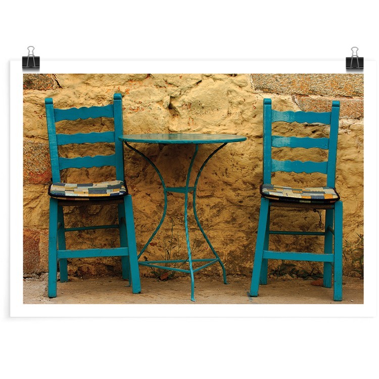 Πόστερ Μπλε τραπεζάκι & καρέκλες