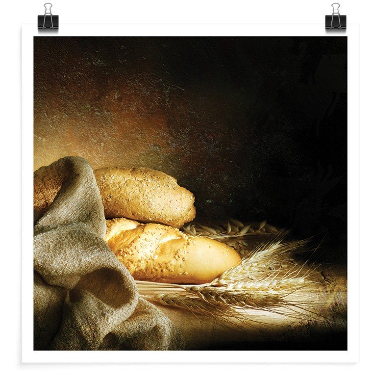 Πόστερ Φρέσκο ψωμί στο τραπέζι