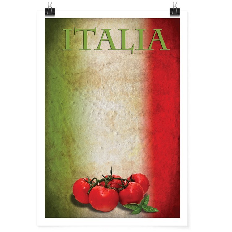 Πόστερ Ντομάτες σε φόντο ιταλικής σημαίας