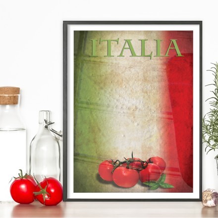 Ντομάτες σε φόντο ιταλικής σημαίας