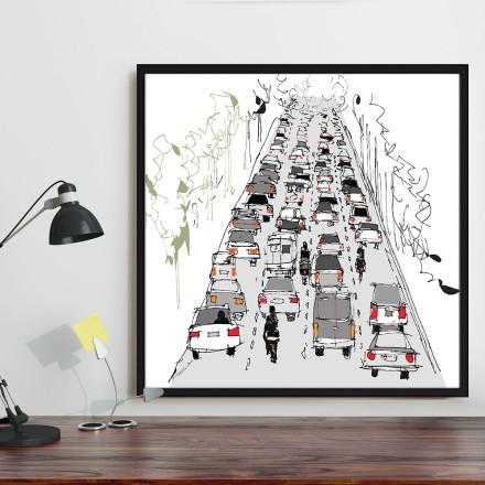 Ζωγραφισμένος δρόμος με αυτοκίνητα