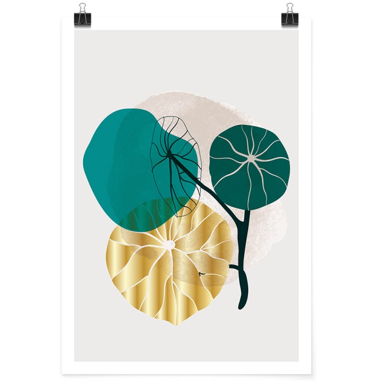 Πόστερ Gold & green leaves