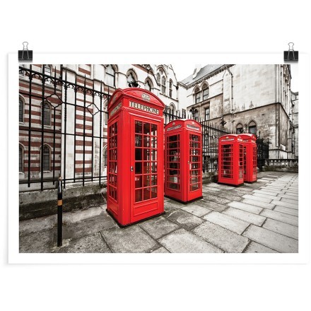 Κόκκινοι τηλεφωνικοί θάλαμοι στο Λονδίνο Πόστερ