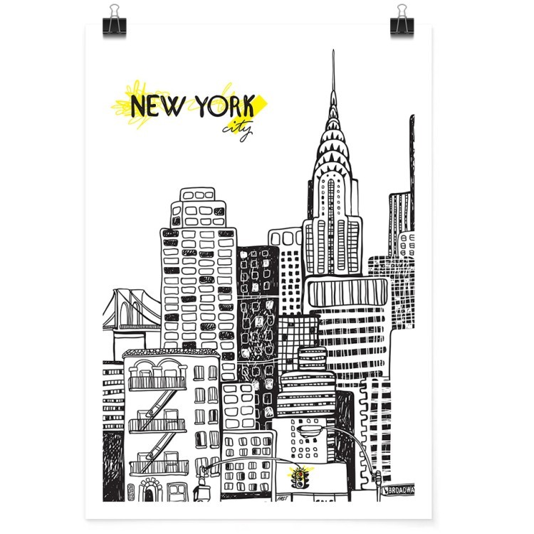 Πόστερ Ζωγραφισμένη γκρίζα Νέα Υόρκη