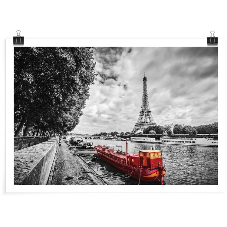 Πόστερ Κόκκινη βάρκα στο γκρίζο Παρίσι