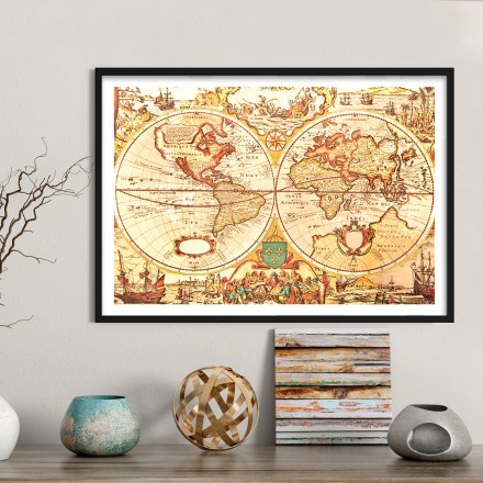 Ρετρό παγκόσμιος χάρτης