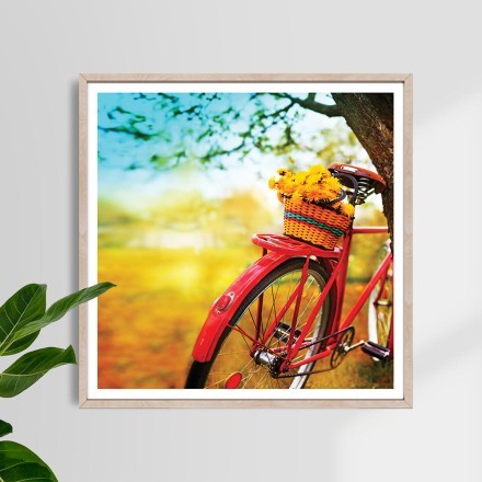 Καλάθι με λουλούδια στο ποδήλατο