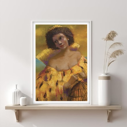 Γυναίκα με κίτρινο φόρεμα
