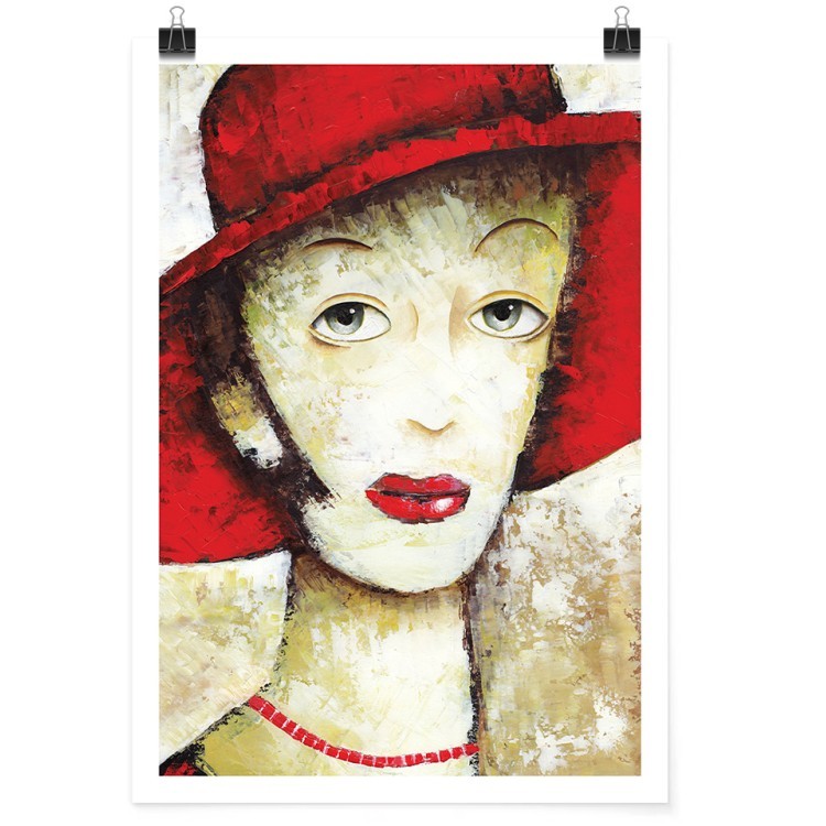 Πόστερ Κυρία με κόκκινο καπέλο
