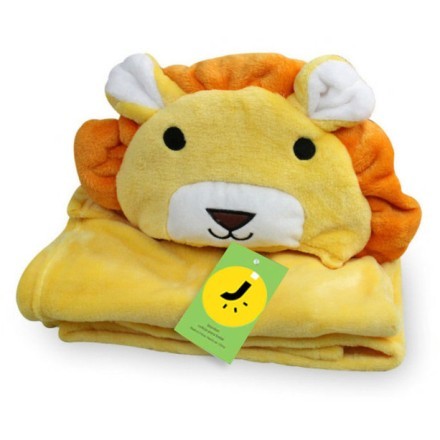 Cartoon Παιδική Κουβέρτα Μπάνιου Κίτρινο Λιονταράκι Λευκά Αυτάκια Παιδικά