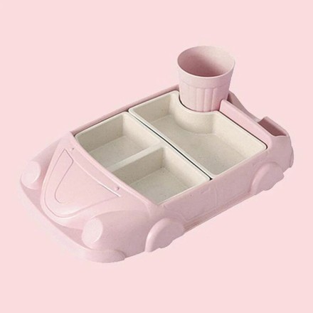 Cabriolet Σετ Φαγητού Μωρού Ροζ Σε Σχήμα Αυτοκινητάκι 30.6x19.5x5cm