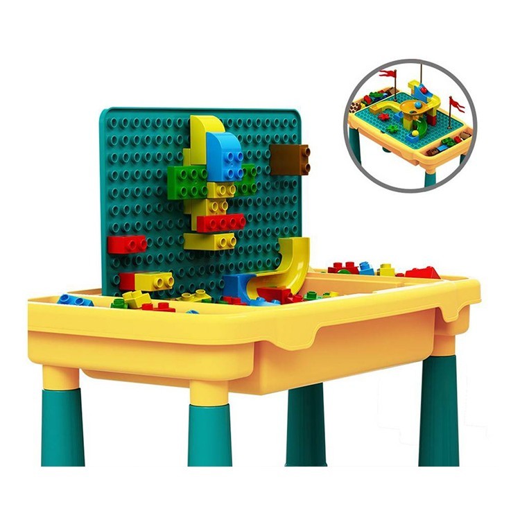 Παιδικά Bricks Τραπέζι Δραστηριοτήτων Με 111 Τουβλάκια Πράσινο Κίτρινο 28,5x46,5x26cm
 3+