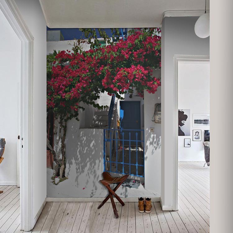 Ταπετσαρία Τοίχου Λουλούδια σε ελληνικό σπίτι