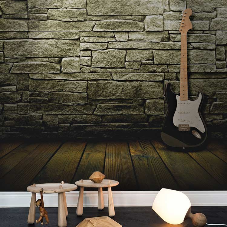 Ταπετσαρία Τοίχου Ηλεκτρική κιθάρα σε πέτρινο φόντο