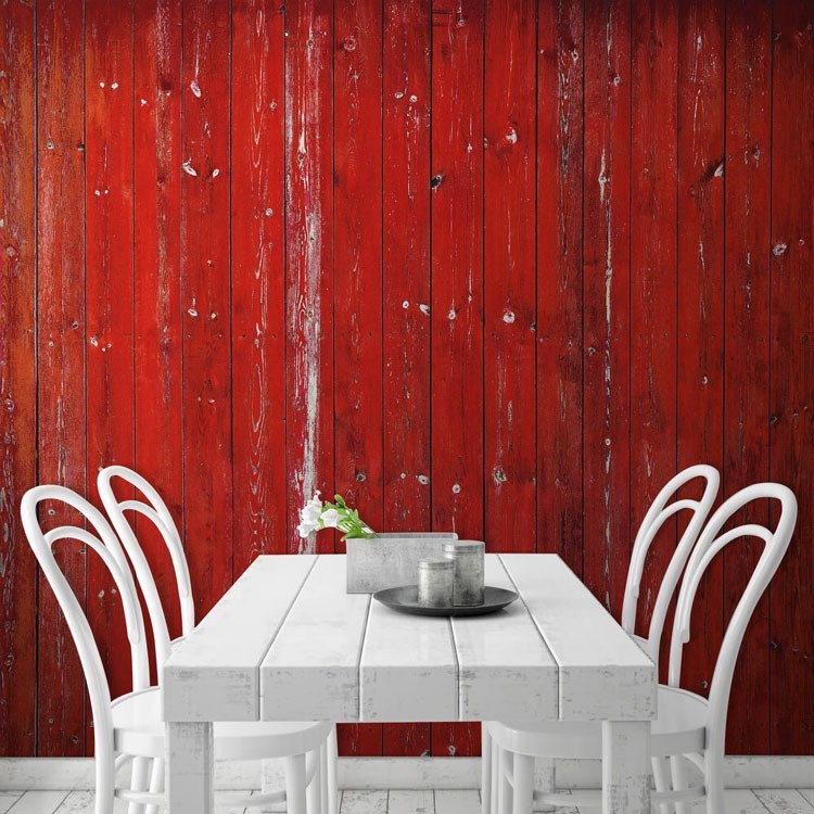 Ταπετσαρία Τοίχου Κόκκινος ξύλινος τοίχος