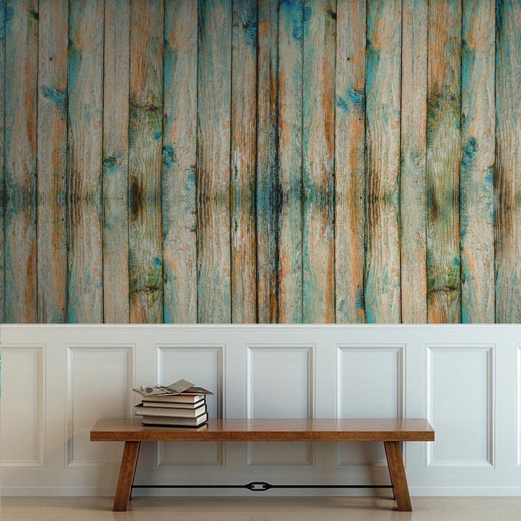 Ταπετσαρία Τοίχου Μπλε ξύλινος τοίχος