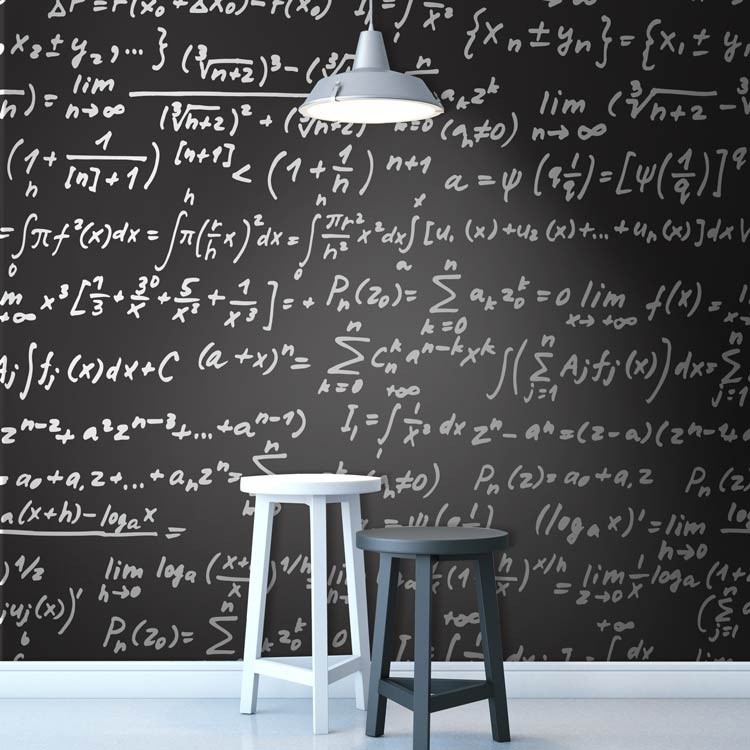 Ταπετσαρία Τοίχου Μαυροπίνακας με μαθηματικά, φόντο