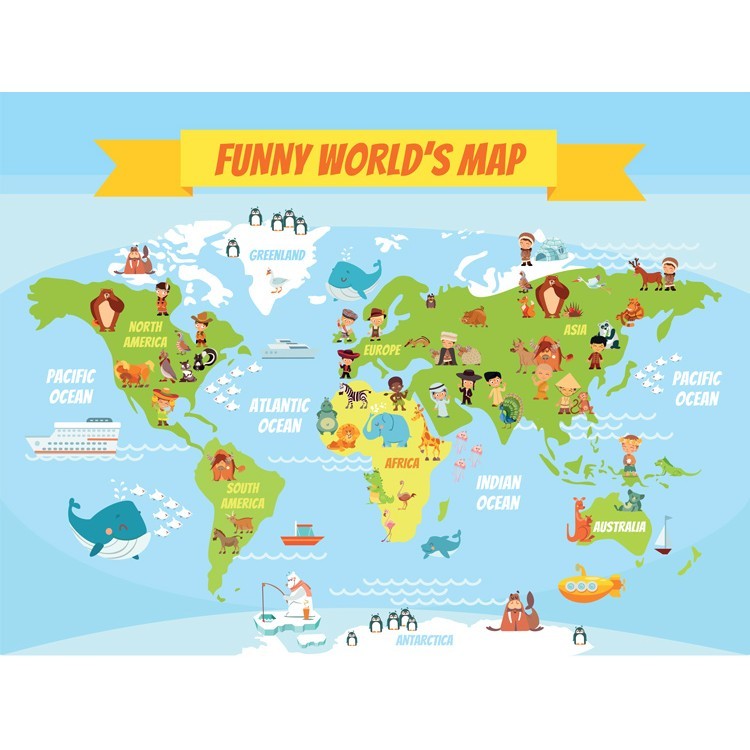 Funny World s Map - Ταπετσαρίες Τοίχου Παιδικά