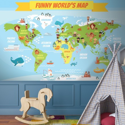 Funny World s Map Ταπετσαρία Τοίχου