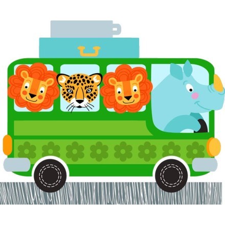 Πράσινο λεωφορείο με ζώα