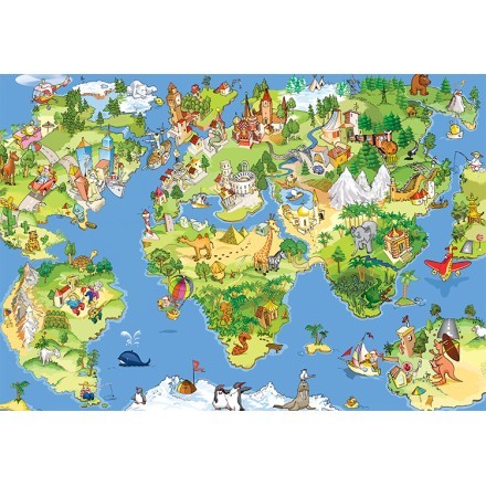 Πολύχρωμος χάρτης με αξιοθέατα και ζώα
