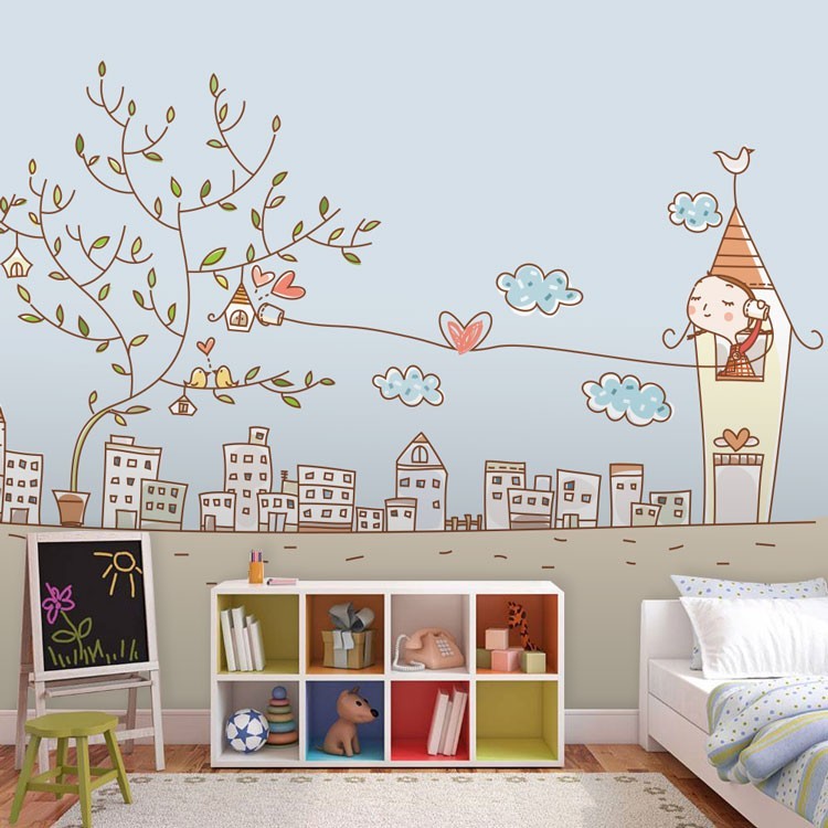 Ταπετσαρία Τοίχου 'Eνα χαριτωμένο χωριό ή πόλη