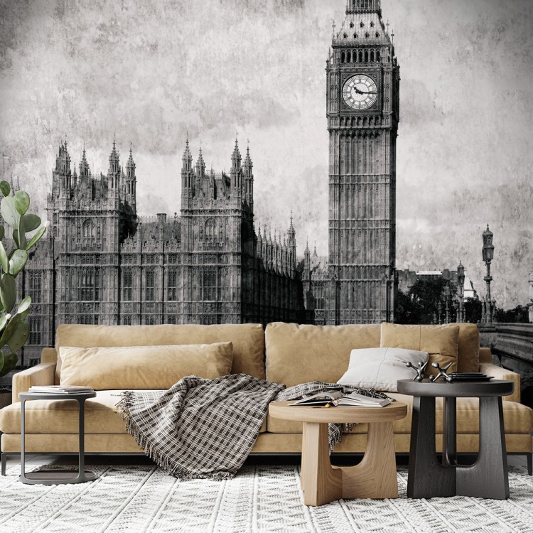 Ταπετσαρία Τοίχου Ασπρόμαυρο Ρολόι του Big Ben
