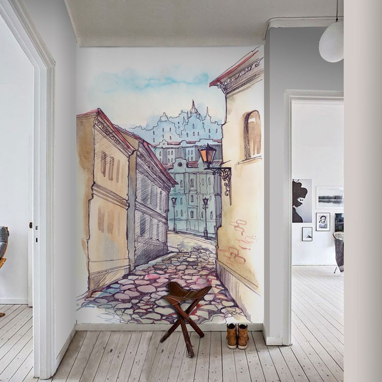 Ταπετσαρία Τοίχου Πίνακας ζωγραφικής παλιάς πόλης