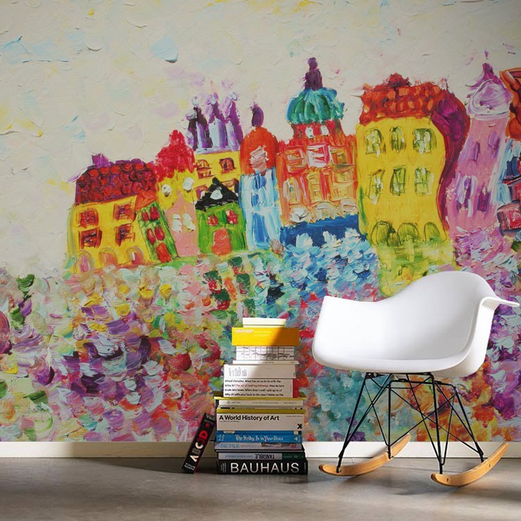 Ταπετσαρία Τοίχου Πίνακας πολύχρωμων σπιτιών
