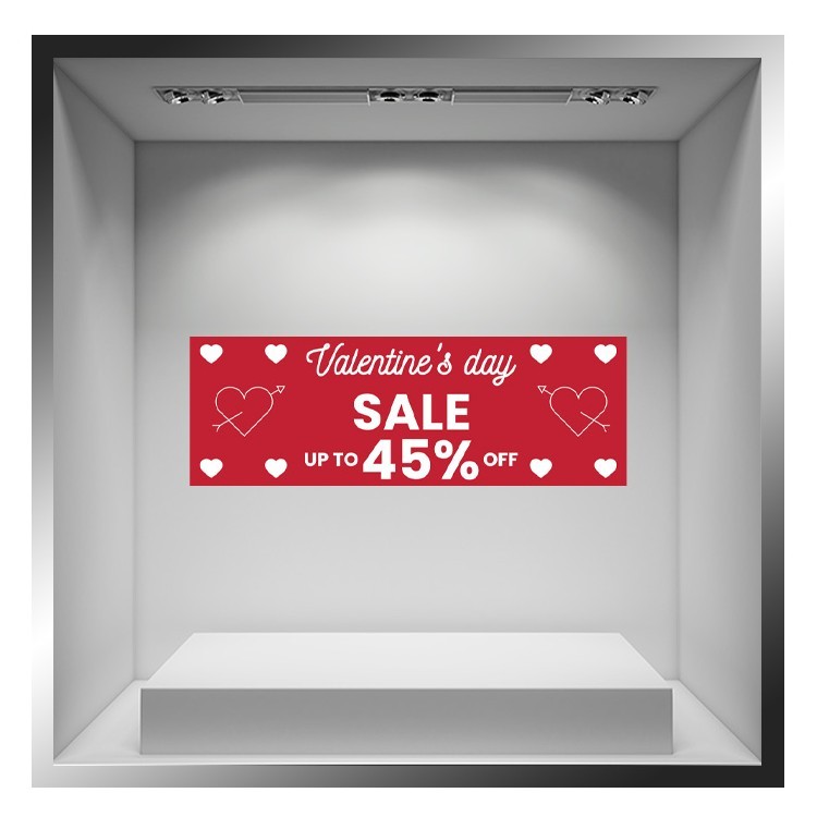 Αυτοκόλλητο Βιτρίνας Valentine's Sales 45% Off
