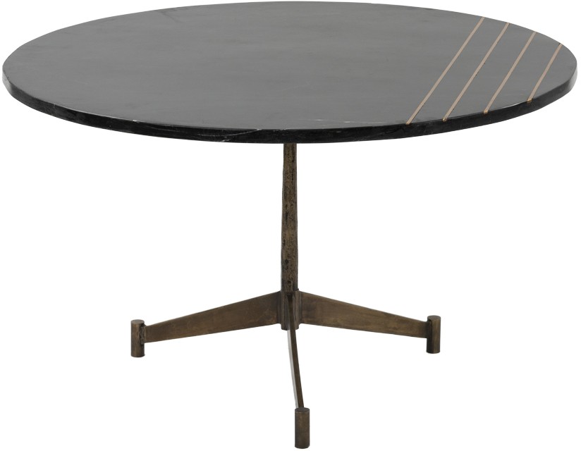 SIXTIES COFFEE TABLE ΜΑΥΡΟ BRASS ANTIQUE D76xH44cm ...