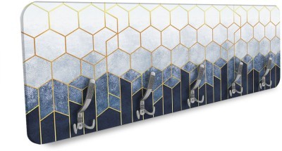 Houseart Χρυσά εξάγωνα σε μπλε φόντο, Line Art, Κρεμάστρες & Καλόγεροι, 138 x 45 εκ. PVC Μονομερικό