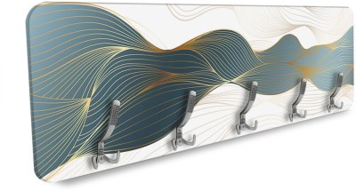 Houseart Κύματα σε αποχρώσεις μπλε, χρυσό, Line Art, Κρεμάστρες & Καλόγεροι, 138 x 45 εκ. PVC Μονομερικό