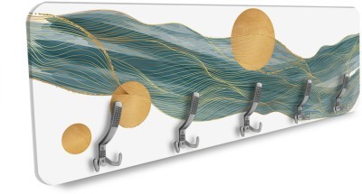 Gold circles and lines in green, Line Art, Κρεμάστρες & Καλόγεροι, 138 x 45 εκ. PVC Μονομερικό