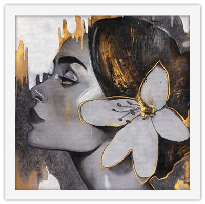 Κοπέλα με άνθος, Ζωγραφική, Πίνακες σε καμβά, 40 x 40 εκ.