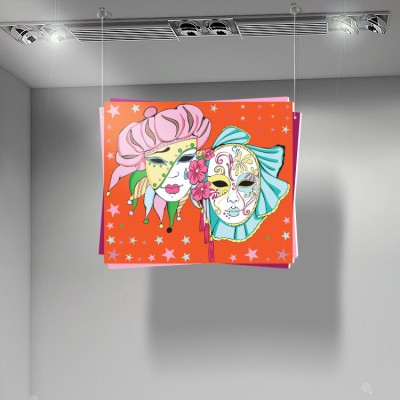 Houseart Καλό Καρναβάλι Μάσκες, Αποκριάτικα, Καρτολίνες κρεμαστές, 50X43