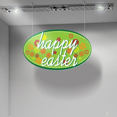 Houseart Happy Easter With Flowers, Πασχαλινά, Καρτολίνες κρεμαστές, 50X29