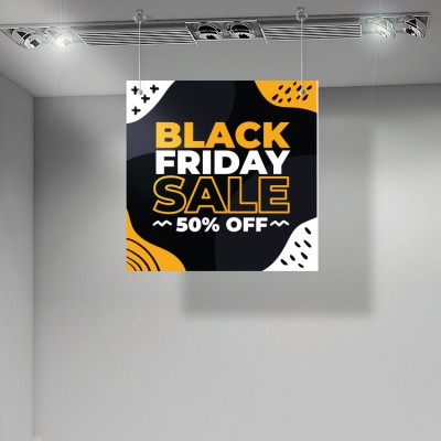 Houseart Funny Black Friday, Εκπτώσεις, Καρτολίνες κρεμαστές, 50 x 50 εκ.