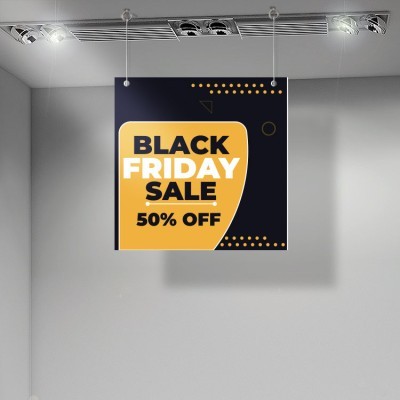Houseart Yellow Black Friday, Εκπτώσεις, Καρτολίνες κρεμαστές, 50 x 50 εκ.