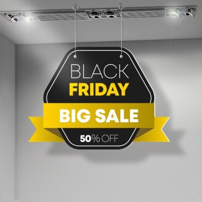 Black Friday Ribbon, Εκπτώσεις, Καρτολίνες κρεμαστές, 70 x 50 εκ.