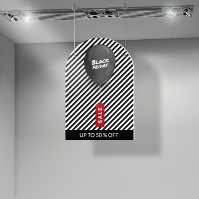 Houseart Black and White Black Friday, Εκπτώσεις, Καρτολίνες κρεμαστές, 50 x 75 εκ.