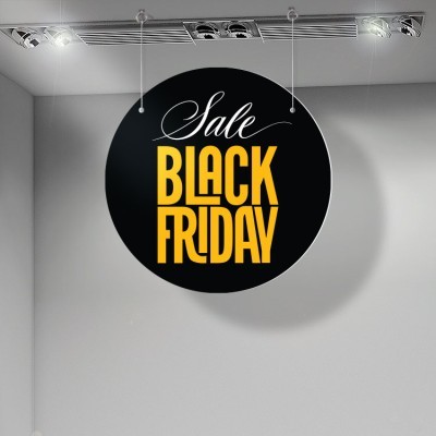 Black Friday - Yellow, Εκπτώσεις, Καρτολίνες κρεμαστές, 50 x 50 εκ.